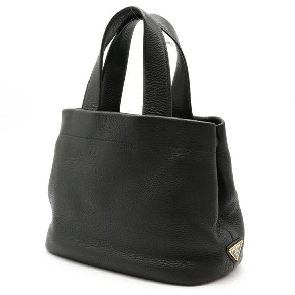 Prada Nero Punched Tote Black Bag Leather - Picture 1 of 8